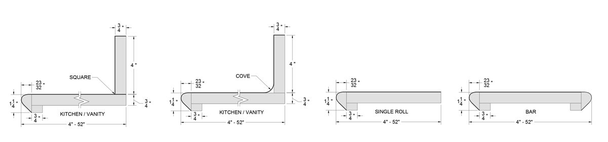 LC Ogee Kitchen, Vanity, and Bar Specs